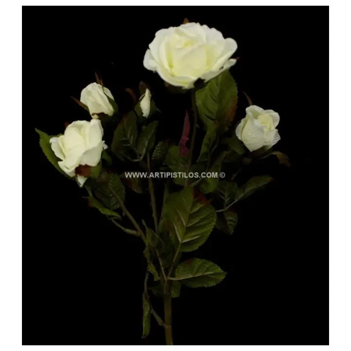 VARA 4 ROSAS Raíz FLORES Inicio FLORES DE TELA - Decoración de Hogar Elegante - 1