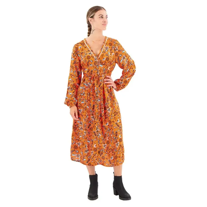 Superdry Vestido Midi De Manga Larga Printed V Tea - 1