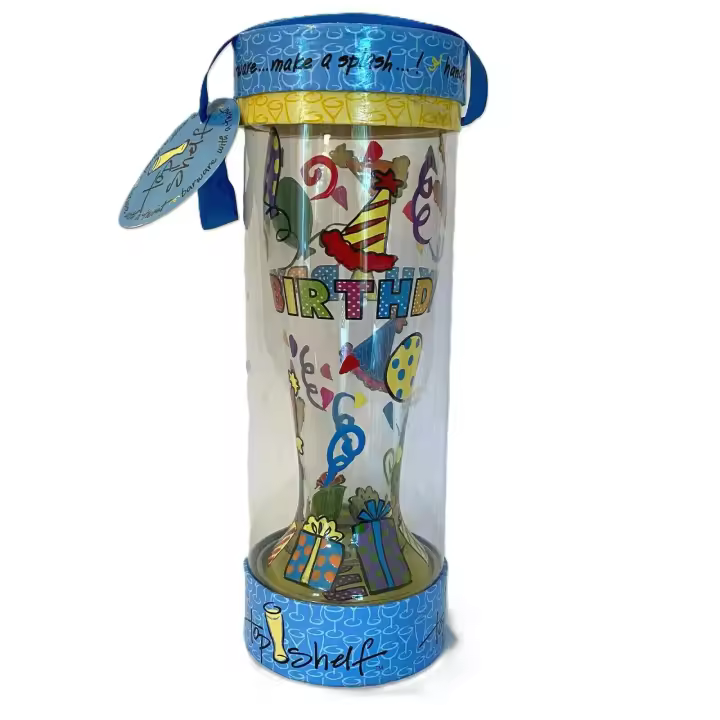 Vaso de Pinta para Cerveza de Cristal, pintado a mano, marca Top Shelf modelo Happy Birthday - 1