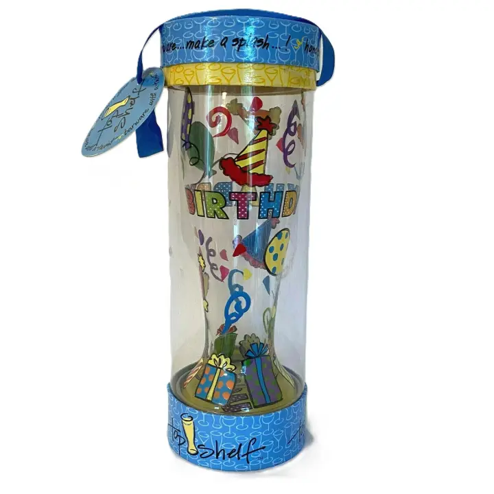 Vaso de Pinta para Cerveza de Cristal, pintado a mano, marca Top Shelf modelo Happy Birthday - 1