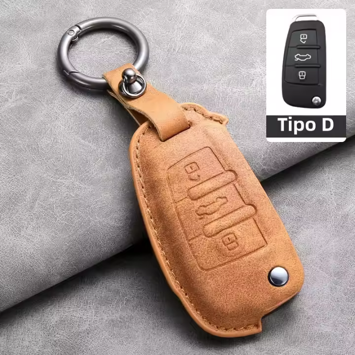 Funda De Llave De Coche En Cuero Para Audi A3 8L 8P A4 B6 B7 B8 A6 C5 C6 4F RS3 Q3 Q7 TT 8L 8V S3 Accesorios De Llavero - 1