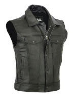 Chaleco De Cuero Para Hombre Estilo Biker Sin Mangas Color Sólido Con Bolsillo Grande Chaqueta Casual De Cuero Sintético Vintage Tallas S-5XL - details 1
