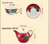 Juego De Tetera Y Taza De Cerámica Con Caja De Regalo Manija Plateada Dorada Vaso De Té De Navidad Cuchara Soporte Para Café Xmas Gifts - details 14
