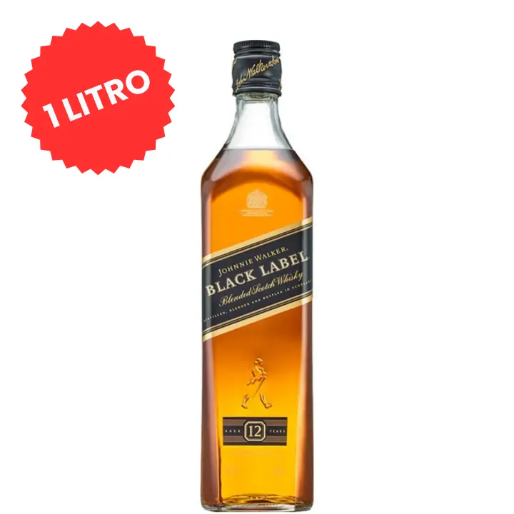 JOHNNIE WALKER BLACK LABEL 1 LITRO - Whisky Johnnie Walker 12 años - Botella de 1 litro de Whisky premium - 1
