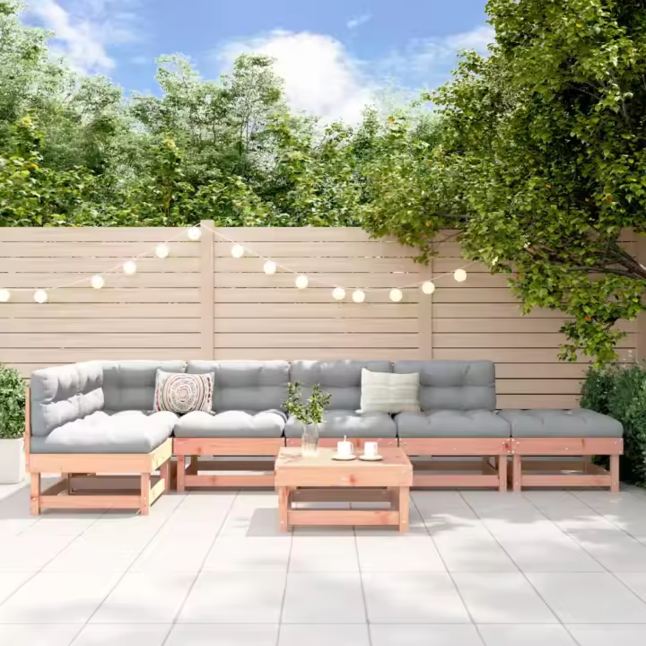 vidaXL Juego de muebles de jardín 7 pzas madera maciza abeto Douglas - 1