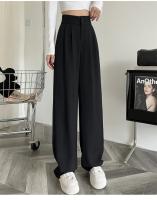Pantalones Anchos De Pierna Para Mujer Cintura Alta Elegante Minimalista Primavera Verano Con Botones Y Bolsillos Talla Suelta - details 0
