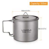 Lixada Taza De Agua Ultraligera De Titanio Con Manija Plegable Para Exteriores 300/350/550/650ml/750ml Ideal Para Picnics Y Uso En La Mesa - details 15