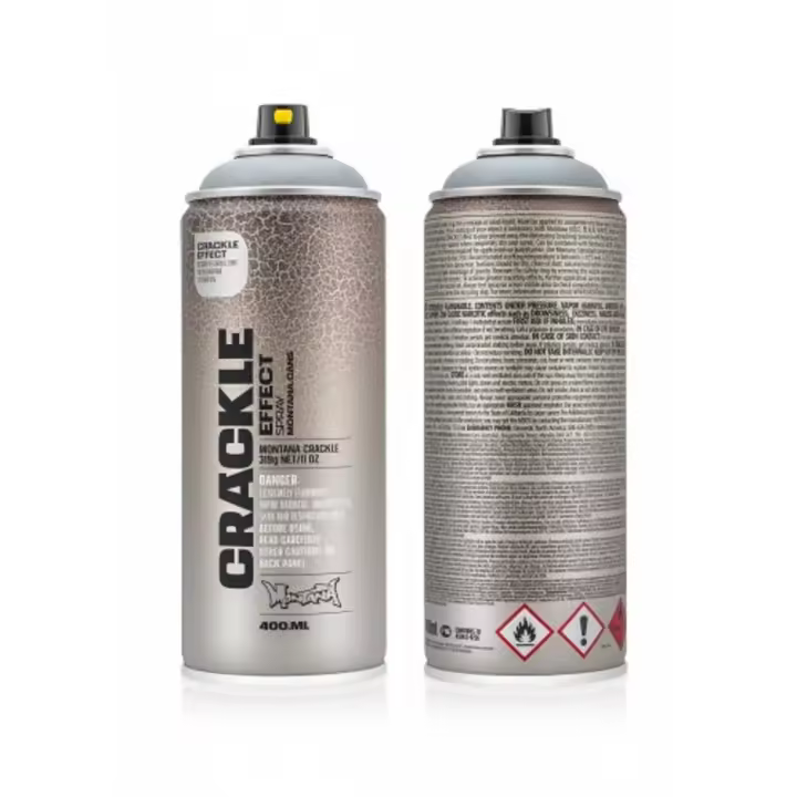 Montana Cans Efecto Craquelado Color Gris Ardilla 400ml - efecto agrietado, acabado mate, presión media, compatible con otros colores, requiere imprimación y color base, para cualquier superficie - 1