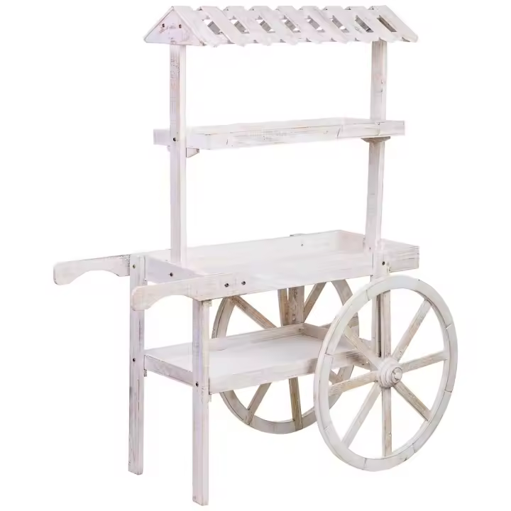 Carro expositor-estantería de madera 107x46x143h cm - 1