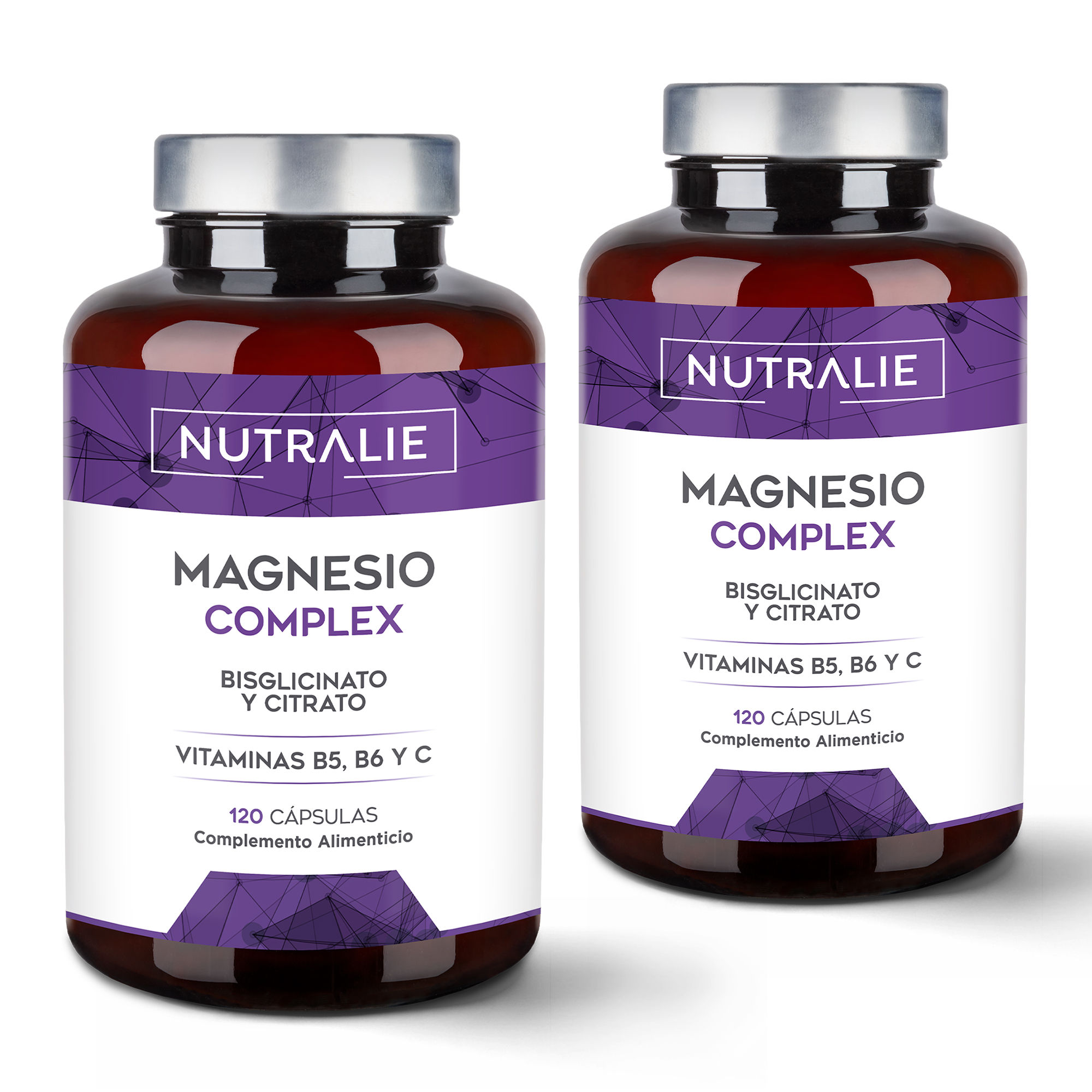 Magnesio Complex (x2) - Citrato de Magnesio 1545mg + Magnesio Bisglicinato 600mg -  Reduce Cansancio y Fatiga - Magnesium Complex Alta Biodisponibilidad - 120 Cápsulas Veganas Nutralie