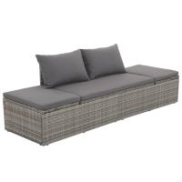 vidaXL Tumbona de jardín con cojines y almohadas ratán sintético Negro, Marrón, Gris Sillas de Exterior Ideal para jardín, playa, piscina, terraza Tumbona Piscina Tumbonas Playa Tumbonas Jardín Exterior - details 0