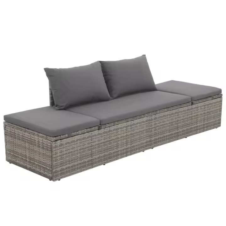 vidaXL Tumbona de jardín con cojines y almohadas ratán sintético Negro, Marrón, Gris Sillas de Exterior Ideal para jardín, playa, piscina, terraza Tumbona Piscina Tumbonas Playa Tumbonas Jardín Exterior - 1