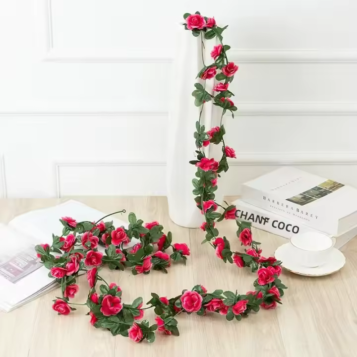 Guirnalda De Rosas Artificiales De Seda Para Boda Decoración De Casa Arco De Jardín Faux Plantas Flores Vínculo Para Habitaciones Y Murallas - 1