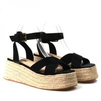 Sandalia plataforma mujer esparto Corina negro efecto coco - details 3