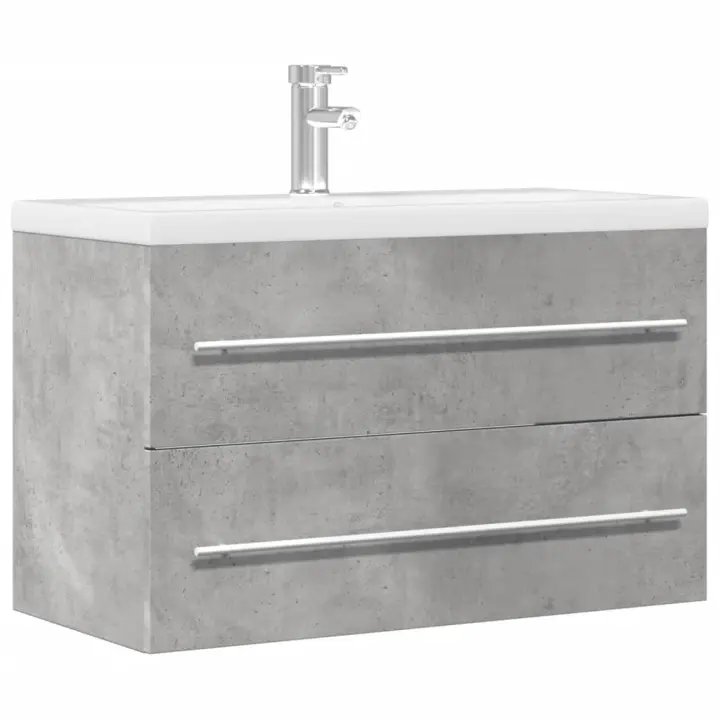 vidaXL Mueble de lavabo madera de ingeniería 80x38,5x48 cm en color Negro/Gris hormigón/Roble Sonoma y más | almacenamiento funcional diseño moderno para baño dormitorio sala - 1