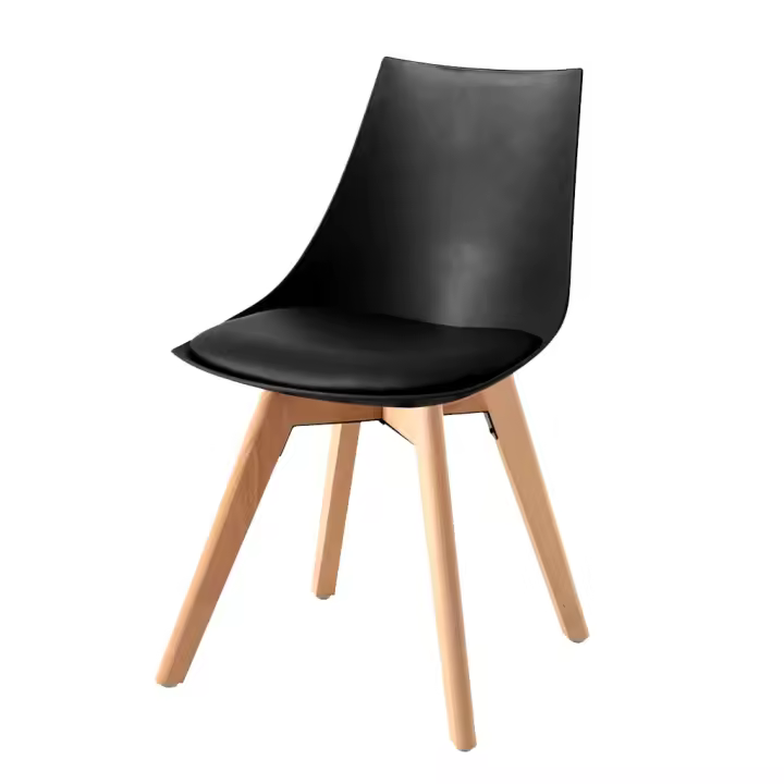 ORION91 Silla ALFA Acolchado Negro🖤  Patas Madera de Haya 48x55x78cm Comedor Oficina Salón Teletrabajo Cocina - SpazioLuzio - 1