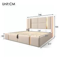 Marco de Cama Multialmacén Doble Tapizado USB Type C + Control APP LED 140x200 - Diseño Silencioso, Espacio Duplicado & Estilo Minimalist Versátilla para Dormitory - details 8