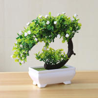 Planta Artificial En Maceta Bonsái Verde Árbol Pequeño Ornamentos Realistas Plásticos Eterna Decoración Floral Para Escritorio - details 1