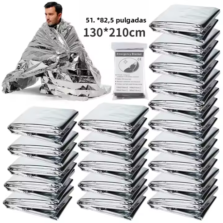 Manta De Emergencia Térmica Impermeable Y Resistente Al Viento Para Supervivencia En Camping Y Actividades Al Aire Libre Kit De Rescate Militar Primera Ayuda 1-10 Piezas - 1