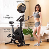SPORTNOW Bicicleta Estática Bici Estática con Volante de Inercia 15 kg Pantalla LED Ejercicio Silencioso Manillar y Asiento Ajustable Carga 120 kg para Casa Gimnasio Negro - details 1