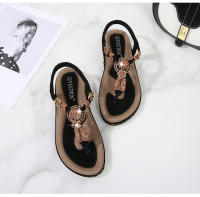 Zapatos de playa europeos y americanos para mujer, verano 2025. Zapatos casuales planos anchos con cuentas de madera tejidas. - details 26