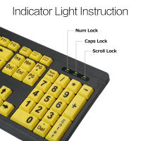 Teclado Con Cable Para Visión Baja Teclado De Contraste Alto USB 104 Teclas Letras Para Computadora Y Laptop Estilo Estándar - details 9