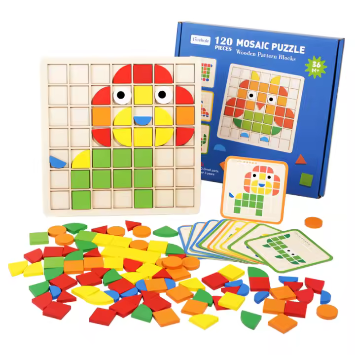 Juego De Rompecabezas Tangram Geométrico 3D Montessori Educativo Para Niños Tablero De Madera Sensorial Con Formas Y Colores Regalo Ideal Para Edad 6-12 Años - 1
