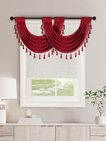 Valance De Estilo Europeo Sólido De Terciopelo Con Borlas Para Decoración De Ventanas Puertas Y Habitaciones Material De Poliéster 1 Pieza - details 11