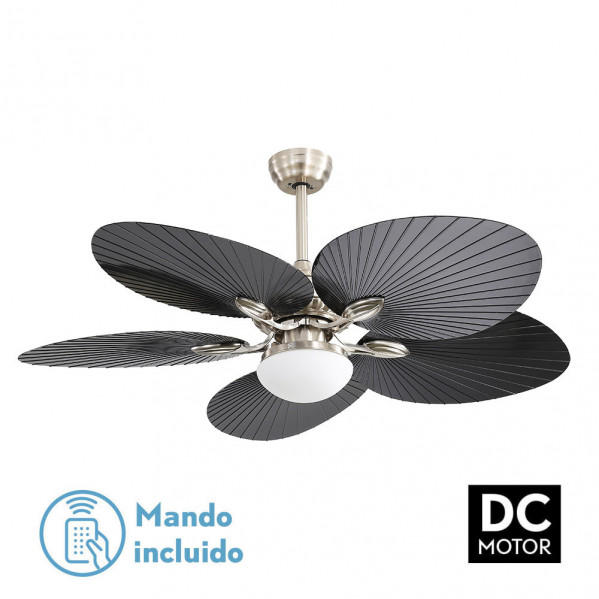 Ventilador DC Chaw 24W 2950lm Níquel/Negro 5 aspas, 6 velocidades, 132d con control remoto, memoria y temperatura… — oferta en Miravia