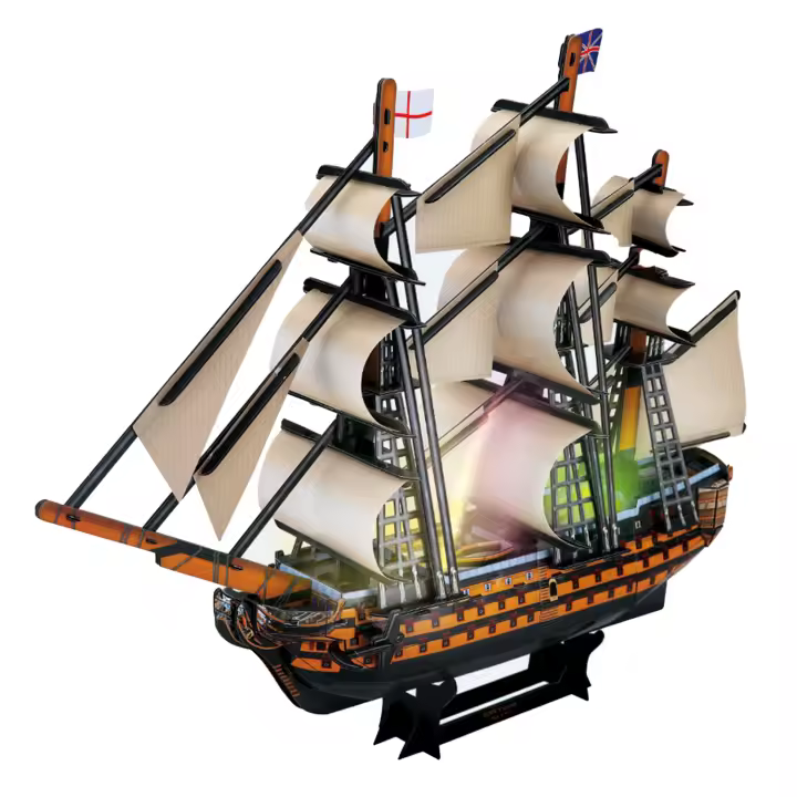 DAM. Puzle 3D buque HSM VISTORY con luces LED. 55,5*11,8*41,5 cms, 163 piezas. 55x12x41cm. - 1
