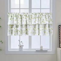 Cortinas Cortas De Hojas Verdes Bordadas Translúcidas Media Ventana Panel Gauze Decoración Para Cocina Y Sala De Estar Cortinas De Tule Para Armario - details 1