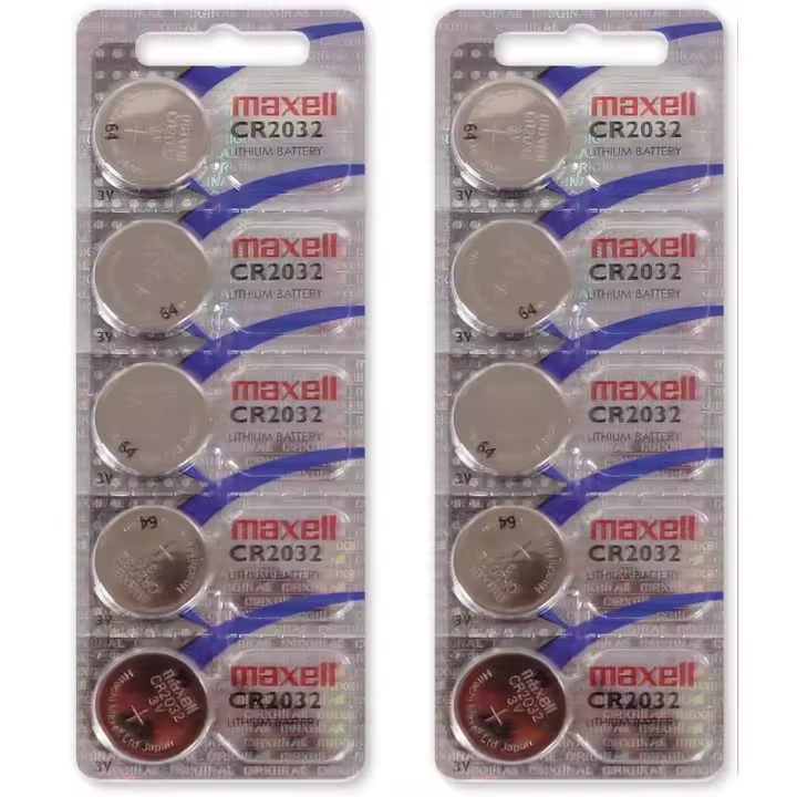 Maxell 10x Pilas de Botón, Batería Original Litio CR2016 CR2025 CR2032 CR1616 CR1620 CR1632 2x Blister, Alto Rendimiento, NO Mercurio, - 1