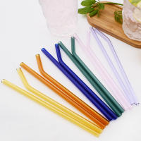 Juego De 8 Pajillas De Vidrio Borosilicato Alto Reutilizables Multicolor Ecológicas Para Cocktail Smoothie Té Con Bulbos - details 4