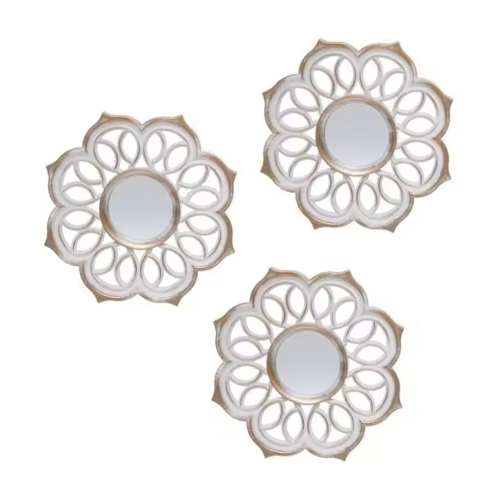 Set de 3 Espejos de parad Rayas Blancos de Cristal y Etnico - 1