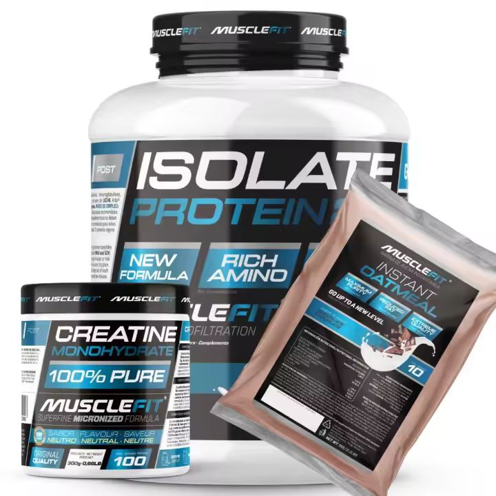 PACK MUSCLEFIT ISOLATE 2kg + Creatina 300g + Harina de Avena 1kg │MUSCLEVIP│Mas musculos - 1