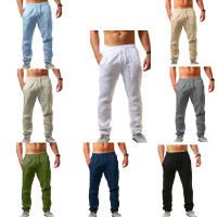 Pantalones De Lino Y Algodón Para Hombre Verano Otoño Primavera Estilo Casual Color Sólido Transpirables Ajustados - details 11