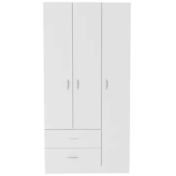 TUHOME Armario Austral De 3 Puertas, con dos cajones, Blanco Madera manufacturada Dormitorio-Almacenamiento - 1