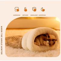 Bolsa De Dormir Para Mascotas Invierno Grueso Cálido Suave Plush Semi Aislado Viento Prueba Silla De Gato Perro Cómoda Cama Para Hogar - details 6