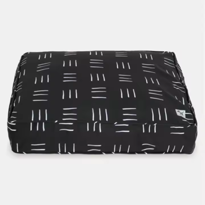 Funda de Cama Rellenable y Sostenible para Perros y Gatos Molly Mutt - Modelo Dreams (líneas blancas, fondo negro) - Edredón en Lona 100% algodón transpirable y certificado - Lavable a máquina - Diversos Tamaños - 1