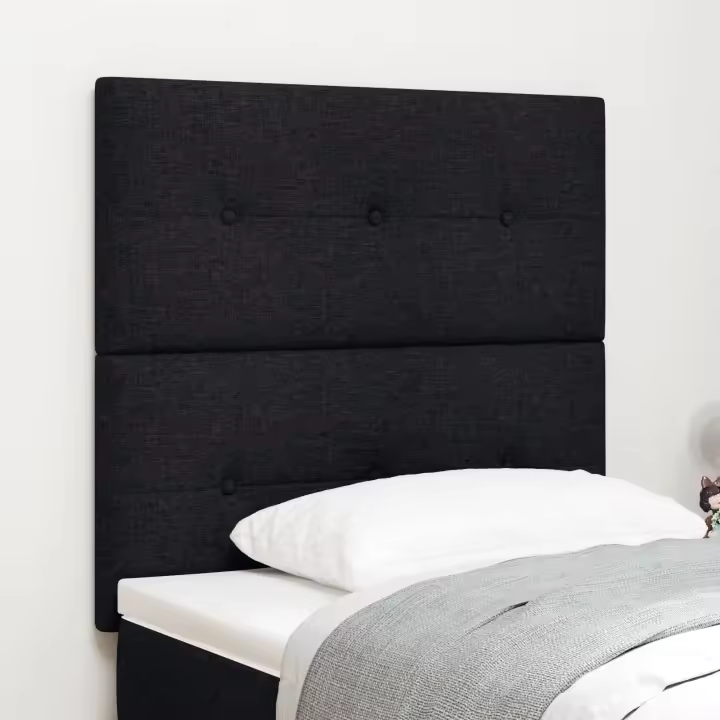 Cabecero Button Tapizado Negro 90 cm Tela - 1