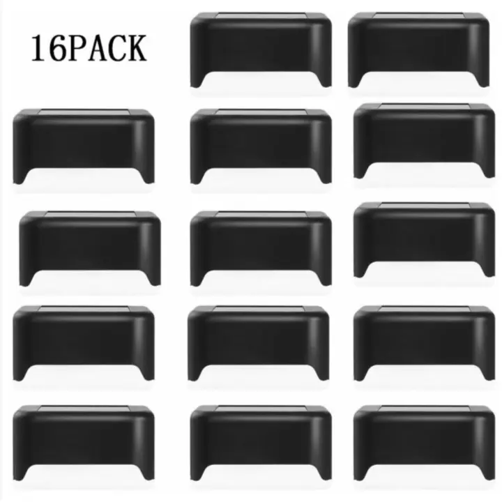 16 Pack impermeable LED solar Luces de Jardín Para Escaleras al Aire Libre, Pasos, Vallas, Caminos, cubertas y calzadas Negro (Blanco cálido) - 1