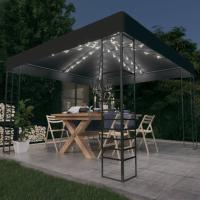 vidaXL Carpa Cenador de Jardín con Tira de Luces 3x3 m Carpa Parasol Color Antracita,  Blanco, y mas - details 0