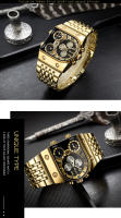 Reloj De Cuarzo Para Hombre Oulm 9315 Plata Oro Azul Zafiro 3 Zonas Horarias Militar Reloj De Pulsera De Acero Completo Marca De Lujo - details 7