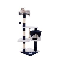 COTTECOTA-Árbol rascador para Gatos Altura 60*56.5*111.5cm Árbol para Gatos Azul Marrón Beige Torre Arbol de Escalada de Múltiples Niveles con Cueva Espaciosa Postes Rascadores de Sisal 40452,40438 - details 0