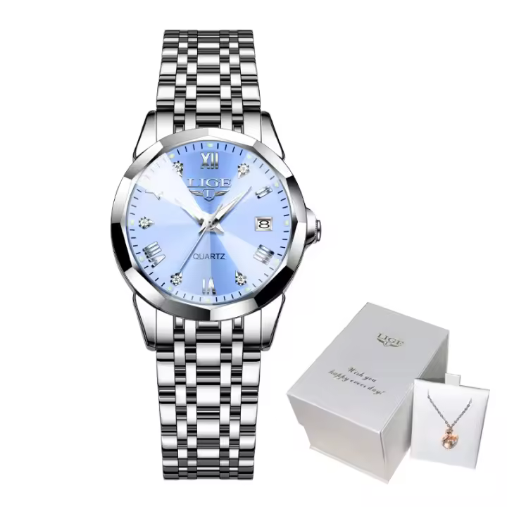 Reloj De Pulsera De Mujer LIGE Nuevo Con Movimiento Original Cuarzo Calendario Luminoso Acero Inoxidable Resistente Al Agua Y Shock - 1