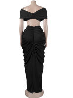 Conjunto De Dos Piezas Para Mujer Beyprern: Vestido Largo Y Falda Alta Con Cintura Alta Y Top Sin Mangas Estilo Sexy Para Club Noche - details 6