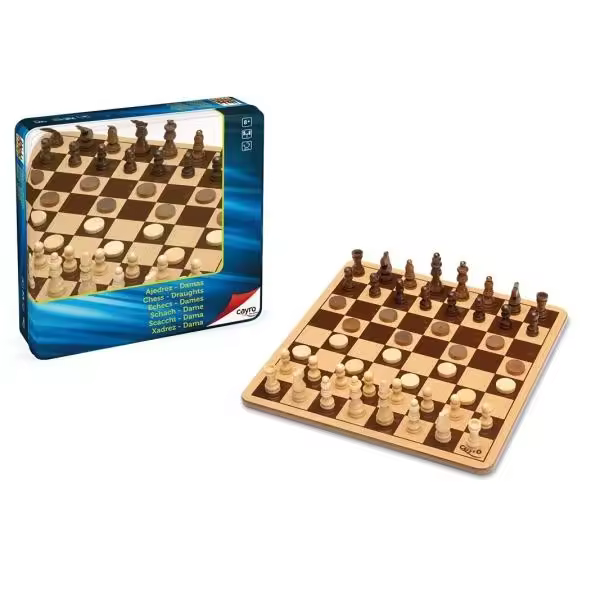 Cayro - Ajedrez - Damas de madera en caja de metal - 1