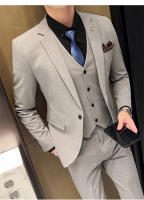 Traje De Boda Elegante Y Casual Para Hombres Estilo Británico Coreano Slim Conjunto De Chaqueta Chaleco Y Pantalones Para Oficina Y Celebraciones - details 22