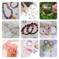 30/100/200Pcs Cuentas De Acrílico Para Joyería Espaciadoras Estrella Flor Para Hacer Pulseras Collares Suministros DIY Para Niñas - details 0
