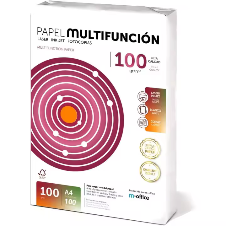 Folios A4 100gr 100 hojas, Papel Multiusos para Impresora, Folios para Impresoras Láser y de Inyección, Para uso Oficina,Material Escolar- m-office - 1